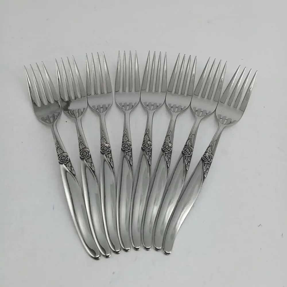 8X DF Oneida LA ROSE Dinner Forks Rogers Premier Stainless
